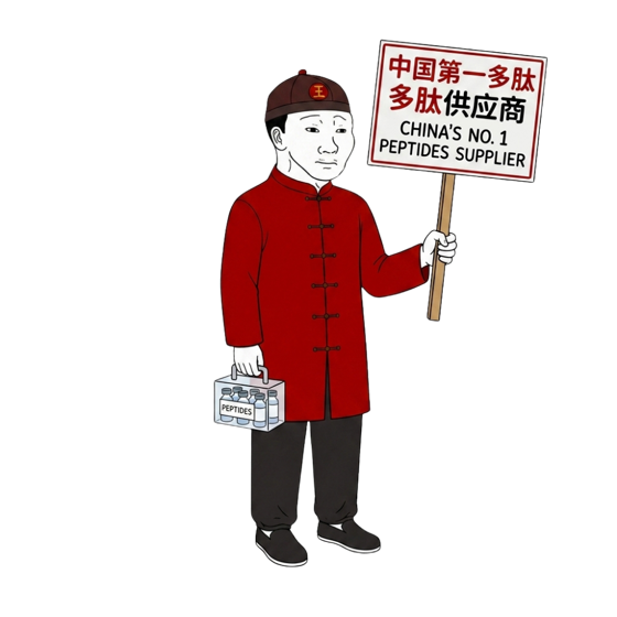 Scientist holding supplier sign and peptide case